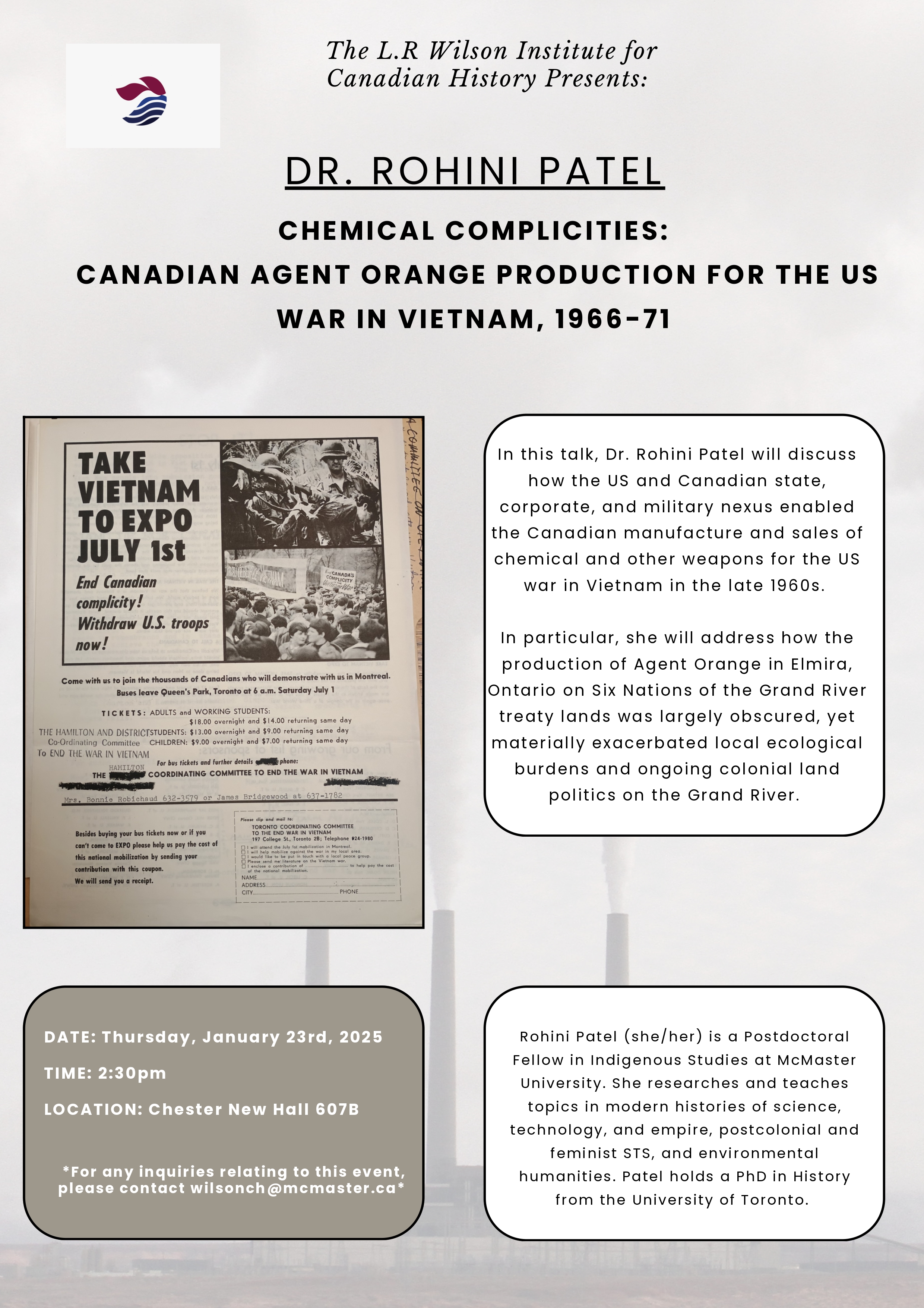 Dr. Rohini Patel - Chemical Complicities: Canadian Agent Orange Production For The US War In Vietnam 1966-1971